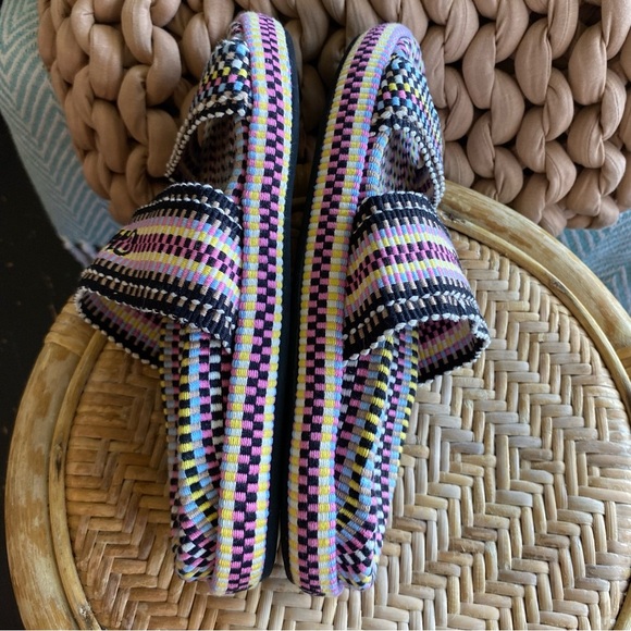 Chloe Rori Sandals Woven Cotton Colourful Slides Slip On Embroidered Rare HTF - Picture 8 of 14